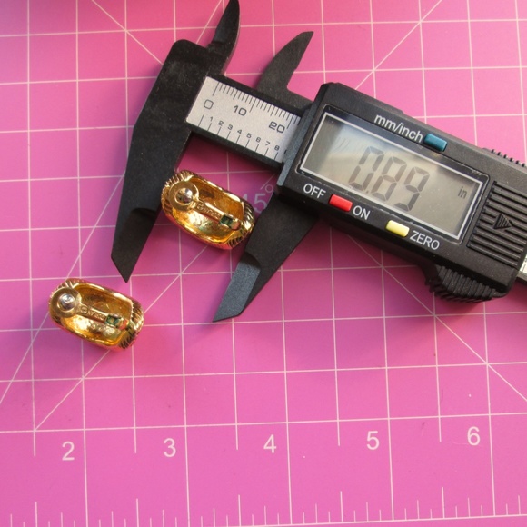 ✨ D'ORLAN 22K Gold Plated Pastel Multicolour Swarovski Crystal Half Hoops Signed - Picture 12 of 15